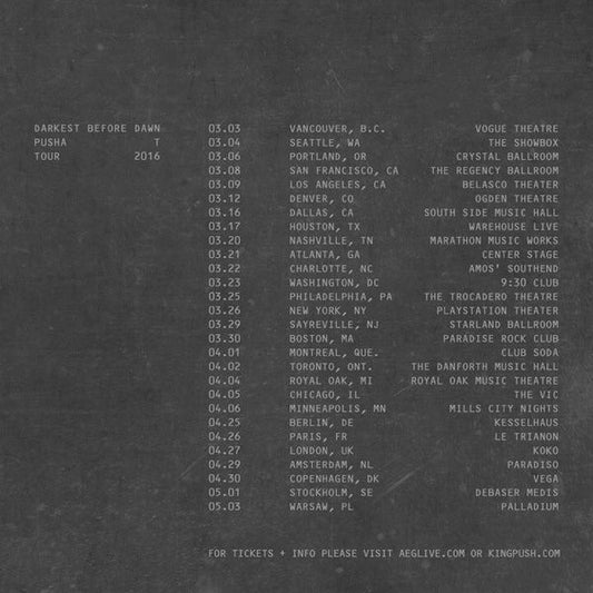 'Darkest Before Dawn' Tour Dates
