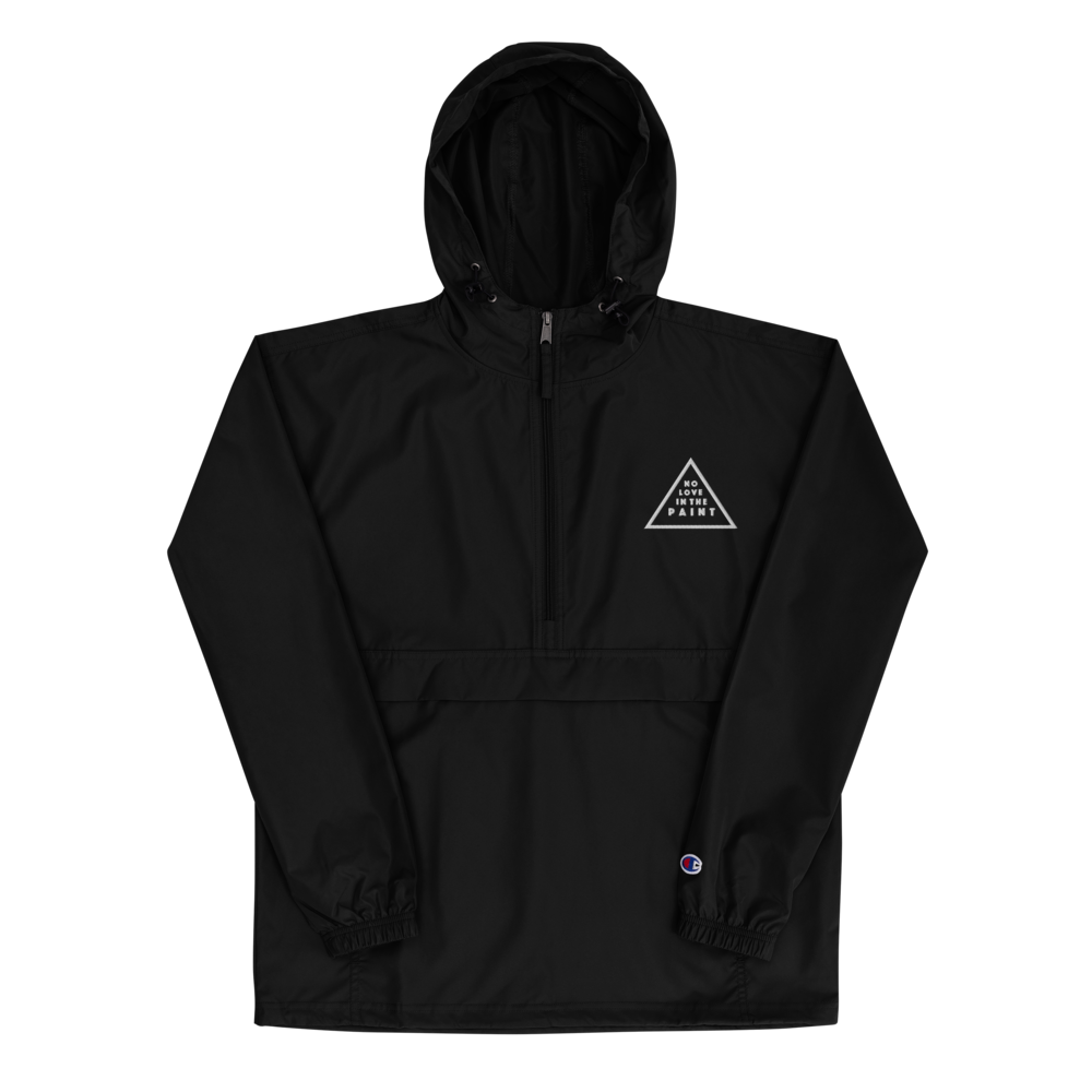 Black NOLOVEINTHEPAINT X Champion Packable Windbreaker Jacket (Unisex)
